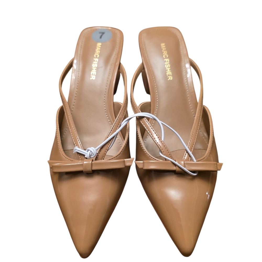 Marc Fisher Tan Women's Block Heel Mule Pumps Sizes Left 6.5, 7, 8 - Picture 3 of 11